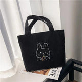 Women Corduroy Handbag Canvas Shoulder Bag Large Capacity Bear Tote Female Bags