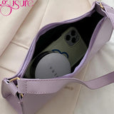Retro Underarm Bag Soft PU Leather Women Candy Ladies Handbags