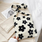 Flower Printed Crossbody Bag Plush Soft Handbag