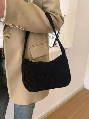 Vintage Corduroy Crossbody Bag for Women Solid Color Small Shoulder Handbag