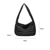 Lattice Pattern Shoulder Handbag Solid Eiderdown Top-handle Bag