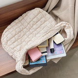 Lattice Pattern Shoulder Handbag Solid Eiderdown Top-handle Bag