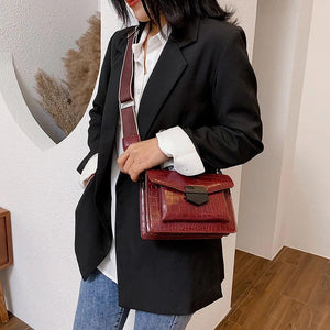 Crocodile Leather Striped Messenger HandBags