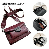 Crocodile Leather Striped Messenger HandBags