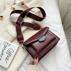 Crocodile Leather Striped Messenger HandBags