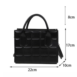 Mini PU Leather Shoulder Messenger Bag for Women Solid Lady Plaid Totes Handbags