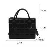 Mini PU Leather Shoulder Messenger Bag for Women Solid Lady Plaid Totes Handbags