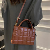 Mini PU Leather Shoulder Messenger Bag for Women Solid Lady Plaid Totes Handbags