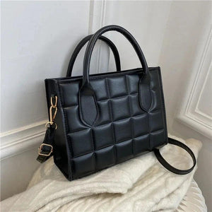 Mini PU Leather Shoulder Messenger Bag for Women Solid Lady Plaid Totes Handbags