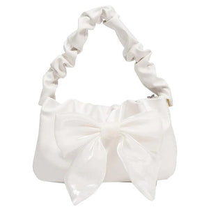 Sweet Bow Women's Shoulder Bags Lovely Girls Top-handle Bags Solid Pu Leather Cr