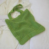 Casual Hollow Knitted Shoulder Bag Summer Mesh Tote Bag