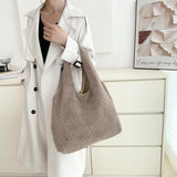 Soft Plush Shoulder Bag Fur Rhombus Pattern Tote for Women Girls