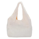 Soft Plush Shoulder Bag Fur Rhombus Pattern Tote for Women Girls