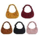 Pleated Dumpling Shoulder Bags Party Totes Autumn Solid Female Handbag