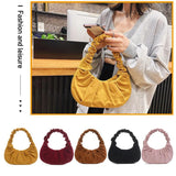 Pleated Dumpling Shoulder Bags Party Totes Autumn Solid Female Handbag