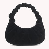 Pleated Dumpling Shoulder Bags Party Totes Autumn Solid Female Handbag