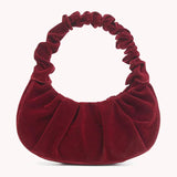 Pleated Dumpling Shoulder Bags Party Totes Autumn Solid Female Handbag