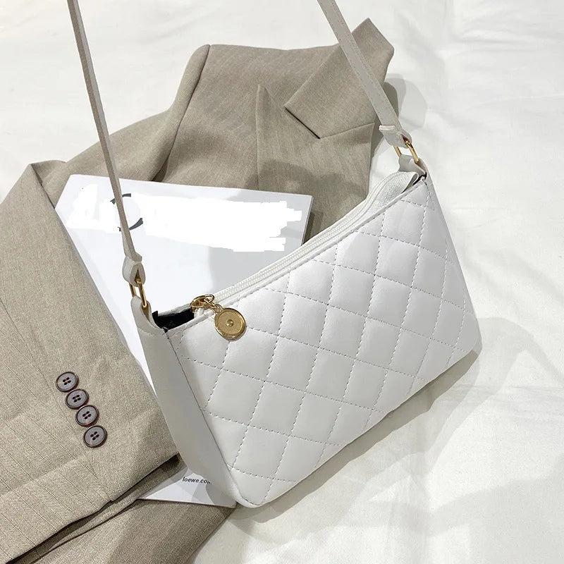 Plaid Square Shoulder Bag for Women Zipper Handbag