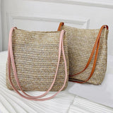 Large Basket Handbag Straw Woven Bag 100% Natural Shoulder Bags Casual Tote