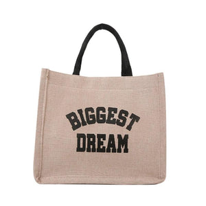 Canvas Tote Handbag Letter Large Capacity Vintage Bag