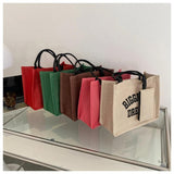 Canvas Tote Handbag Letter Large Capacity Vintage Bag