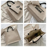 Canvas Tote Handbag Letter Large Capacity Vintage Bag
