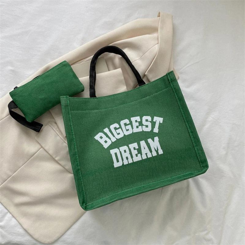 Canvas Tote Handbag Letter Large Capacity Vintage Bag