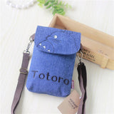 Totoro Mini Mobile Phone Canvas Shoulder Bag for Women Girls