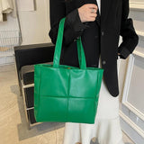 Women Cotton Padded Handbag PU Leather Large Capacity Shoulder Bag
