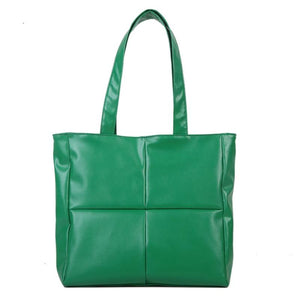Women Cotton Padded Handbag PU Leather Large Capacity Shoulder Bag