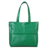 Women Cotton Padded Handbag PU Leather Large Capacity Shoulder Bag