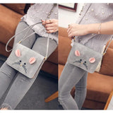 Mouse Small Square Messenger Bag Women's PU Leather Handbag