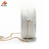 Cartoon Character Circular Bag Lady Girl Pu Leather Messenger Shoulder Handbag