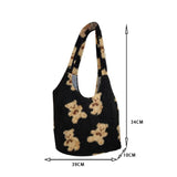 Soft Lamb Fabric Shoulder Tote Bag - Fluffy Bear Handbags