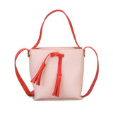 Women's Candy Shoulder Bag PU Leather Handbag Tassel Bucket Tote