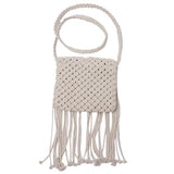 Hollow Out Woven Tassel Bag Straw Shoulder Ladies Handbag
