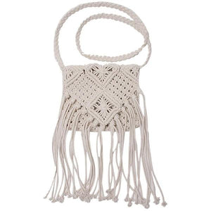 Hollow Out Woven Tassel Bag Straw Shoulder Ladies Handbag