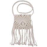 Hollow Out Woven Tassel Bag Straw Shoulder Ladies Handbag