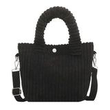 Corduroy Shoulder Bag Small Buckle Handbag Autumn Winter Fashion Decoration