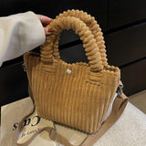 Corduroy Shoulder Bag Small Buckle Handbag Autumn Winter Fashion Decoration