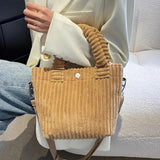 Corduroy Shoulder Bag Small Buckle Handbag Autumn Winter Fashion Decoration