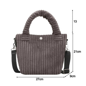 Corduroy Shoulder Bag Small Buckle Handbag Autumn Winter Fashion Decoration
