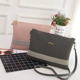PU Leather Stripe Zipper Handbag Crossbody Messenger Bag