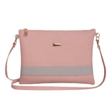 PU Leather Stripe Zipper Handbag Crossbody Messenger Bag