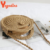 Summer Round Straw Bag For Women Rattan Shoulder Messenger Bag
