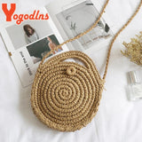Summer Round Straw Bag For Women Rattan Shoulder Messenger Bag