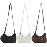 Quilted Crossbody Bag Casual Cotton-Padded Soft Solid Diamonds Round Purse