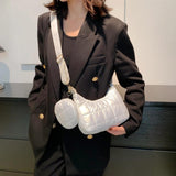 Quilted Crossbody Bag Casual Cotton-Padded Soft Solid Diamonds Round Purse