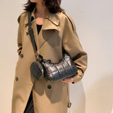 Quilted Crossbody Bag Casual Cotton-Padded Soft Solid Diamonds Round Purse