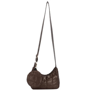 Quilted Crossbody Bag Casual Cotton-Padded Soft Solid Diamonds Round Purse